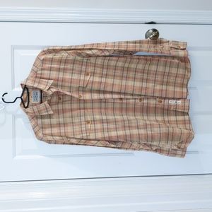 Plaid orange blue Button down button up